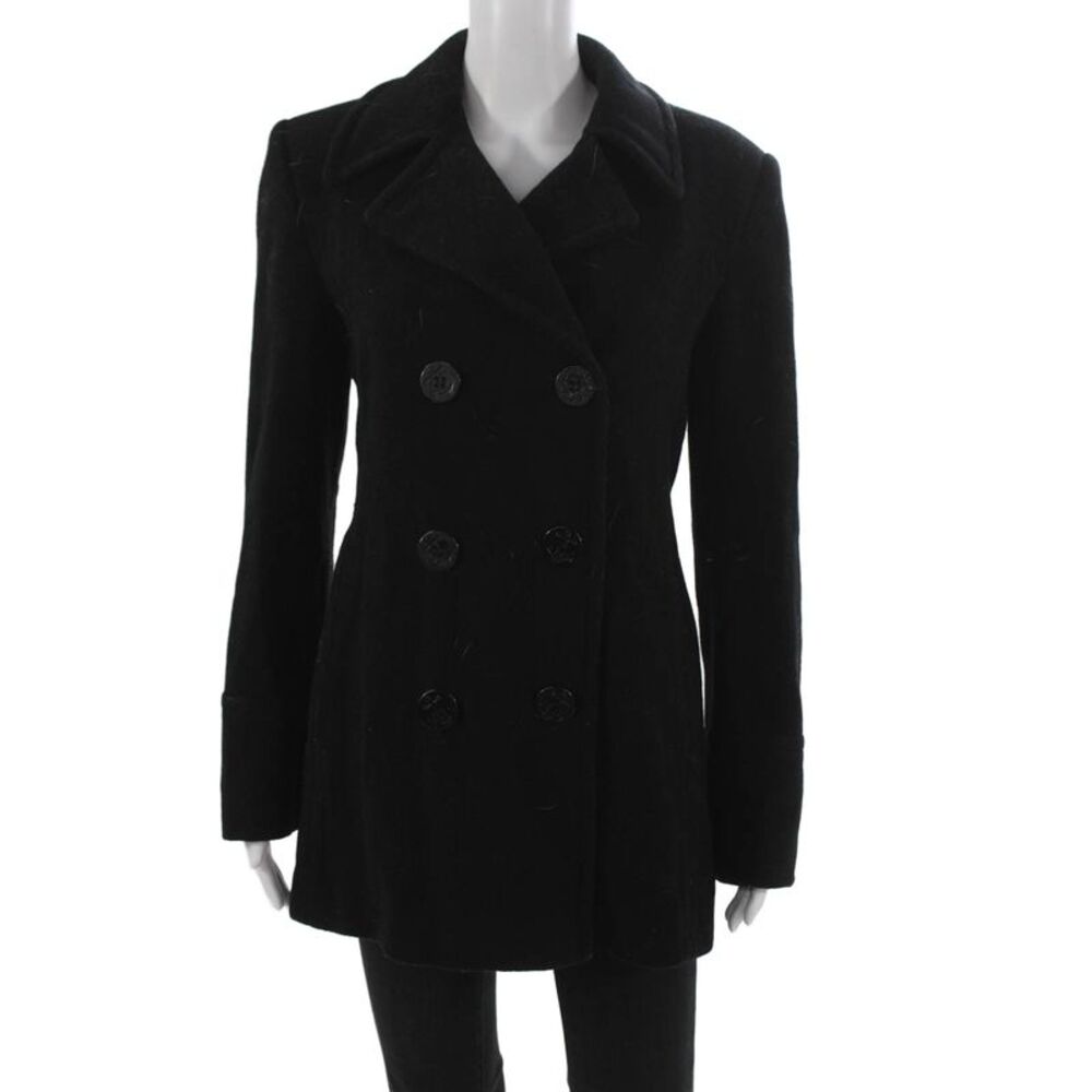 Steve by Searle Womens Black Pea Coat 70% Wool Cashmere Blend Size 4